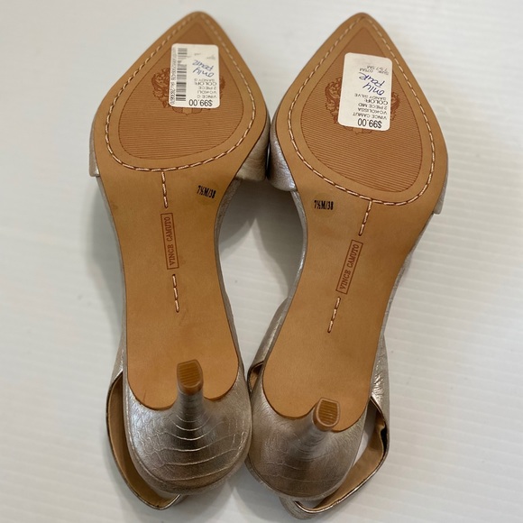 Vince Camuto Silver Snake Slingback Low High Heels - Picture 8 of 12